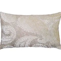 Rochelle Vanilla Paisley Velvet Pillow 12x20