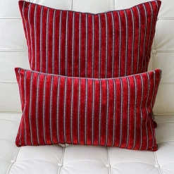 Rockefeller Lava Red Velvet Throw Pillow 12x20