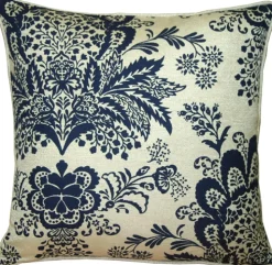 Rustic Floral Blue 20x20 Throw Pillow
