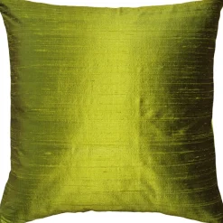 Sankara Chartreuse Green Silk Throw Pillow 18x18