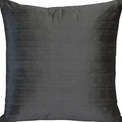 Sankara Dark Gray Silk Throw Pillow 16x16