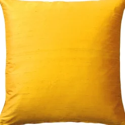 Sankara Deep Yellow Silk Throw Pillow 18x18