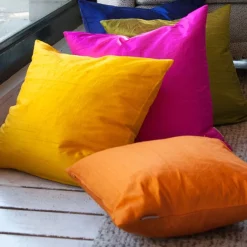 Sankara Deep Yellow Silk Throw Pillow 20x20