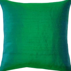 Sankara Emerald Green Silk Throw Pillow 18x18