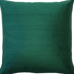 Sankara Forest Green Silk Throw Pillow 16x16
