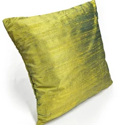 Sankara Iridescent Lime Silk Throw Pillow 16x16