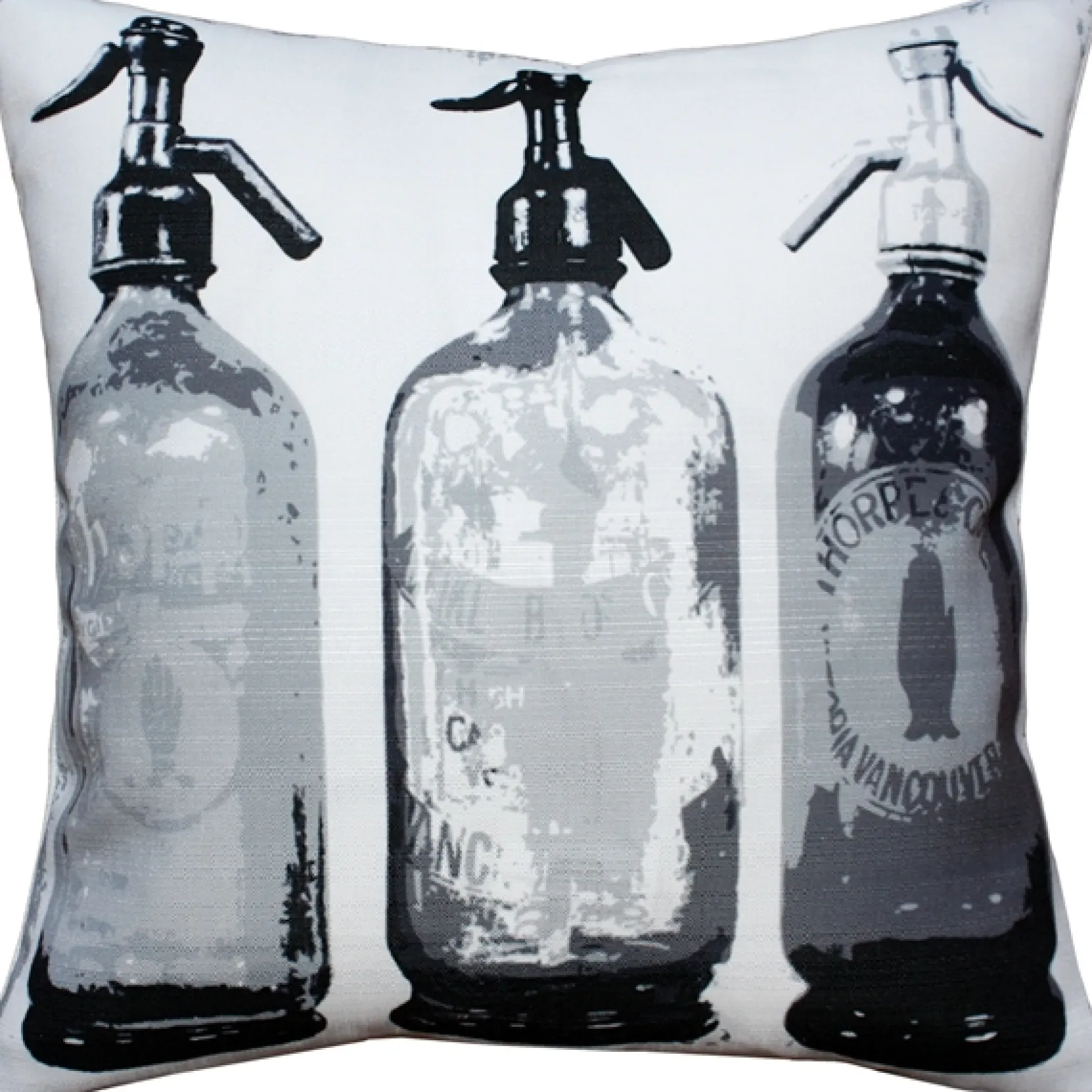 Seltzer Black and White Vintage Throw Pillow 20x20