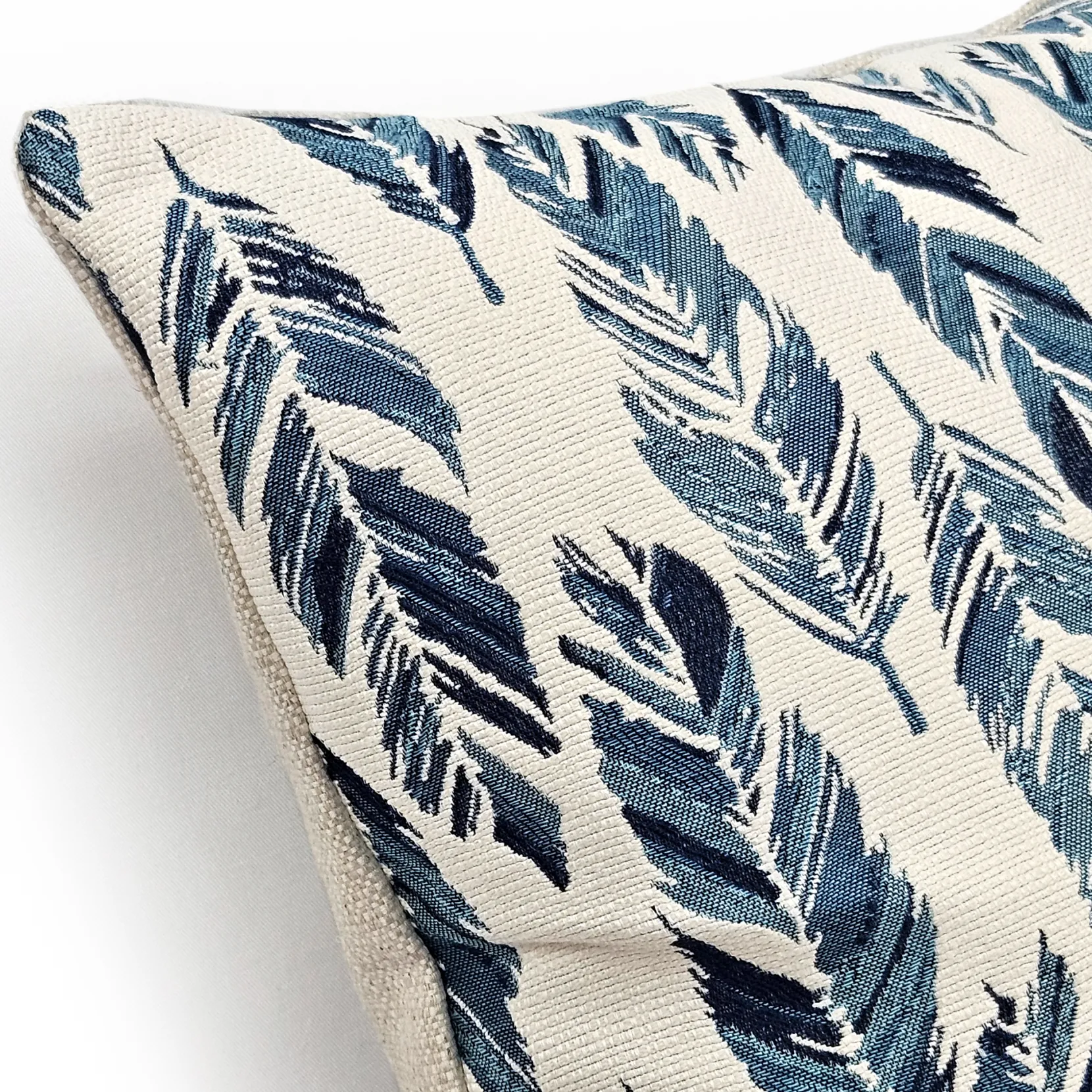 Skyward Plumage Blue Woven Throw Pillow 21x21