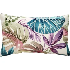 Thai Garden Blue Leaf Throw Pillow 12x20