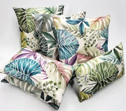 Thai Garden Blue Leaf Throw Pillow 20x20