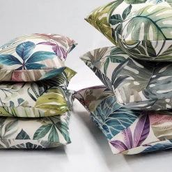 Thai Garden Gray Leaf Throw Pillow 20x20