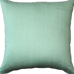 Tuscany Linen Aqua Green Throw Pillow 17x17