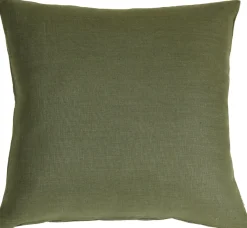 Tuscany Linen Fig Green Throw Pillow 17x17