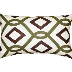 Tuscany Linen Sage Diamond Chain Throw Pillow 12x19