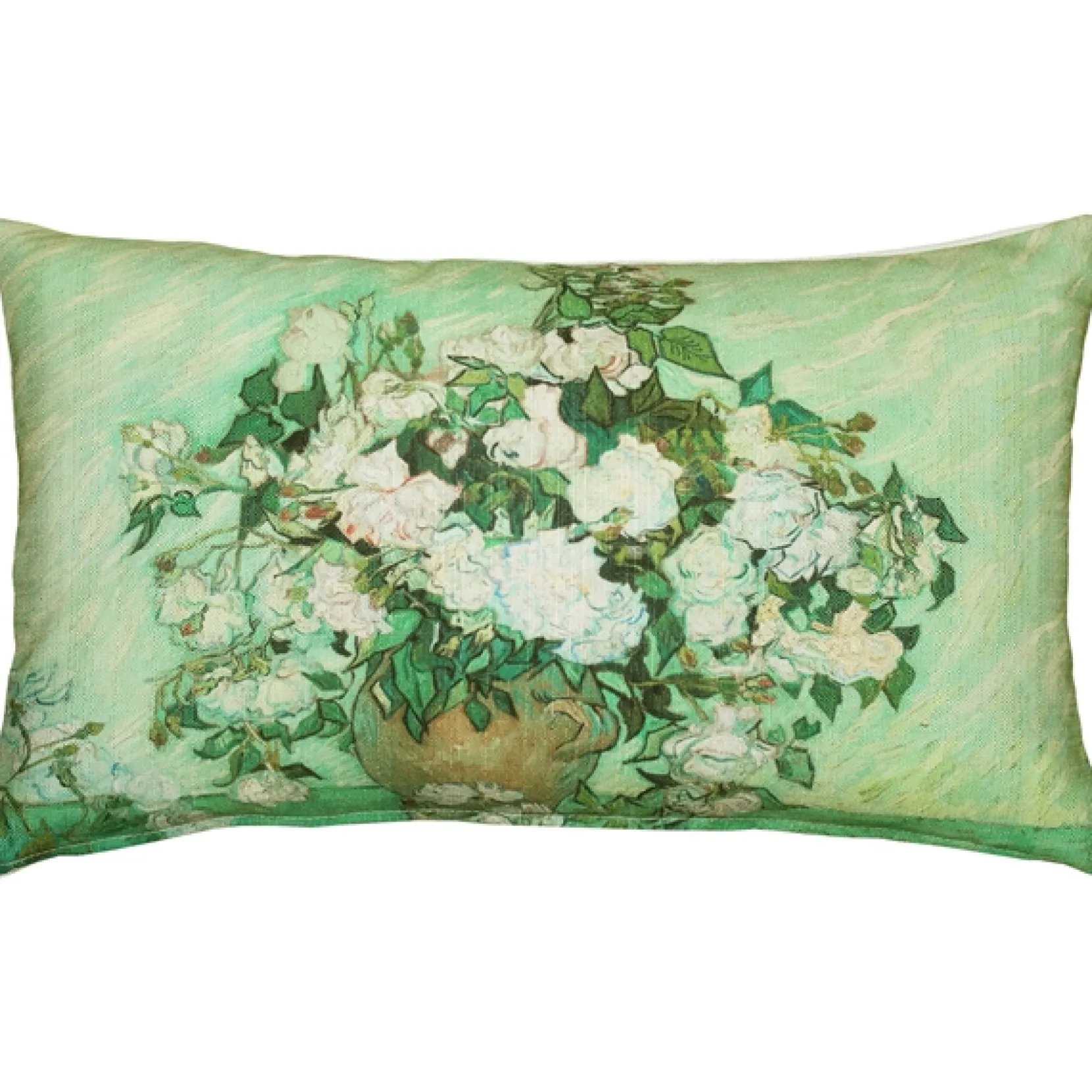 Van Gogh Vase with Pink Roses Throw Pillow