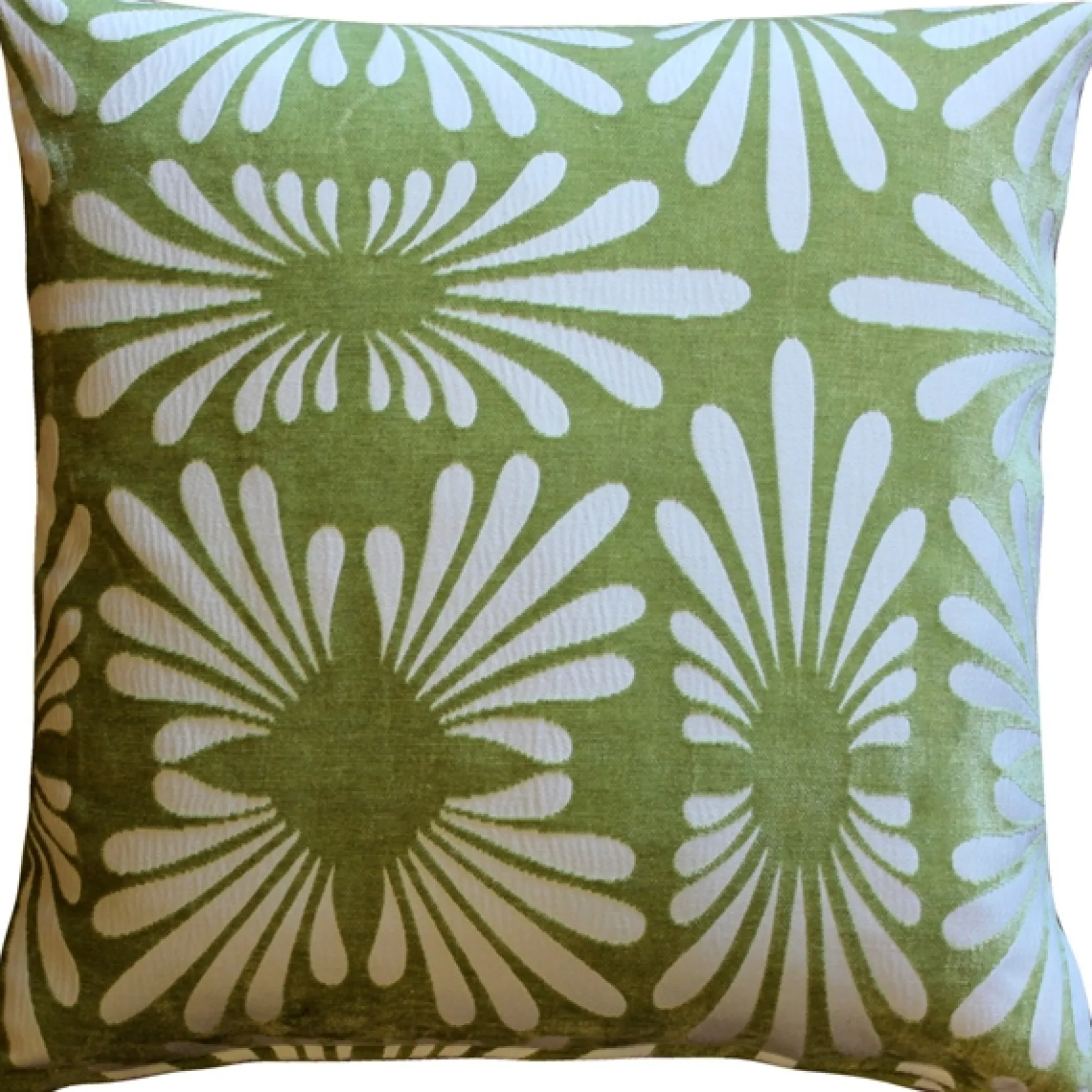 Velvet Daisy Green 20x20 Throw Pillow