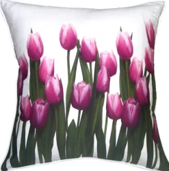 Vibrant Magenta Tulips 19x19 Throw Pillow