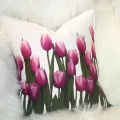 Vibrant Magenta Tulips 19x19 Throw Pillow