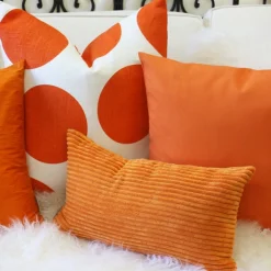 Wide Wale Corduroy 12x20 Light Orange Throw Pillow