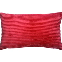 Wide Wale Corduroy 12x20 Red Throw Pillow
